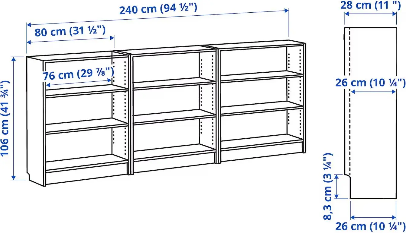 Etajeră Ikea Billy 240x28x106 (Aspect Stejar)