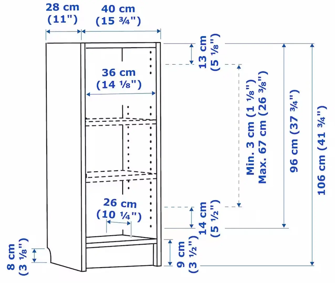 Etajera Ikea Billy 40x28x106 (Negru Aspect Stejar)