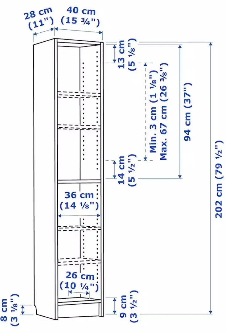 Стеллаж Ikea Billy 40x28x202 (Имитация Темно-Коричневого Дуба)