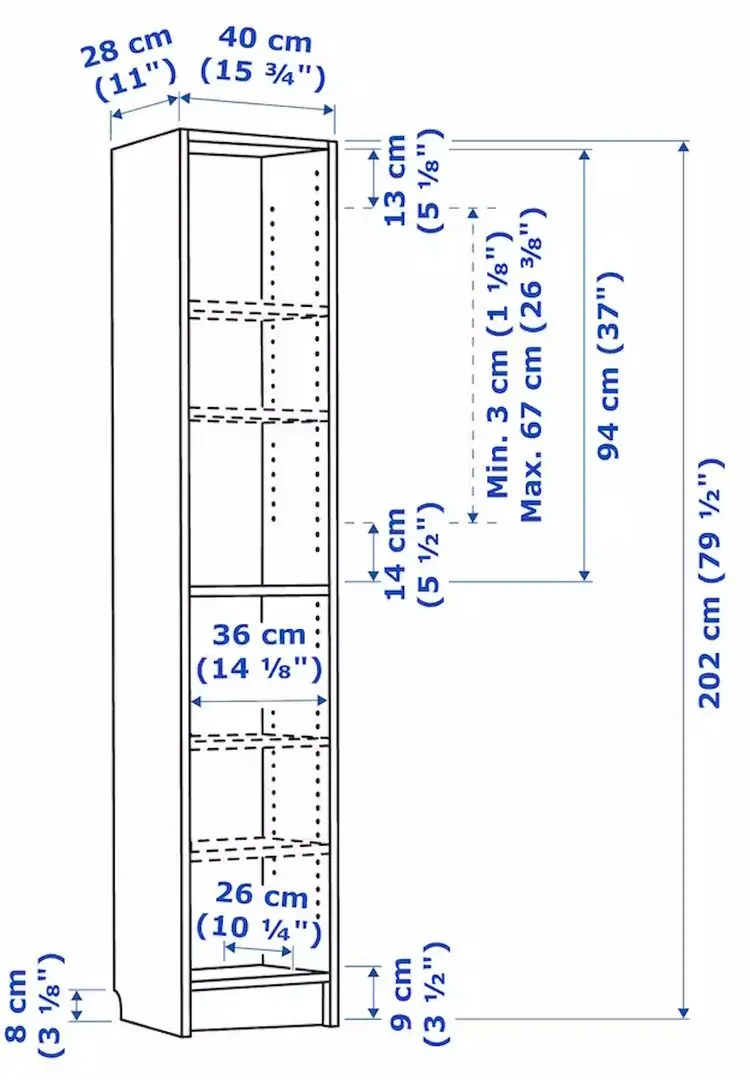 Etajera Ikea Billy 40x28x202 (Aspect Stejar)