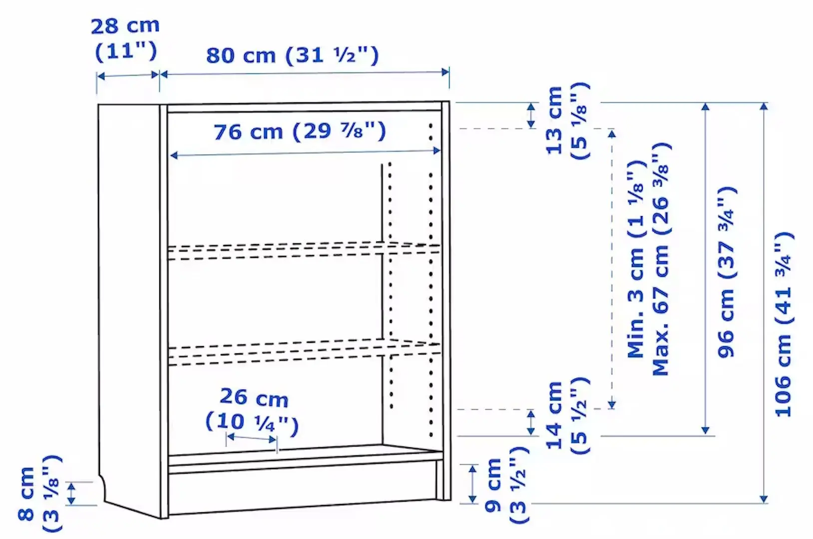 Стеллаж Ikea Billy 80x28x106 (Имитация Черного Дуба)