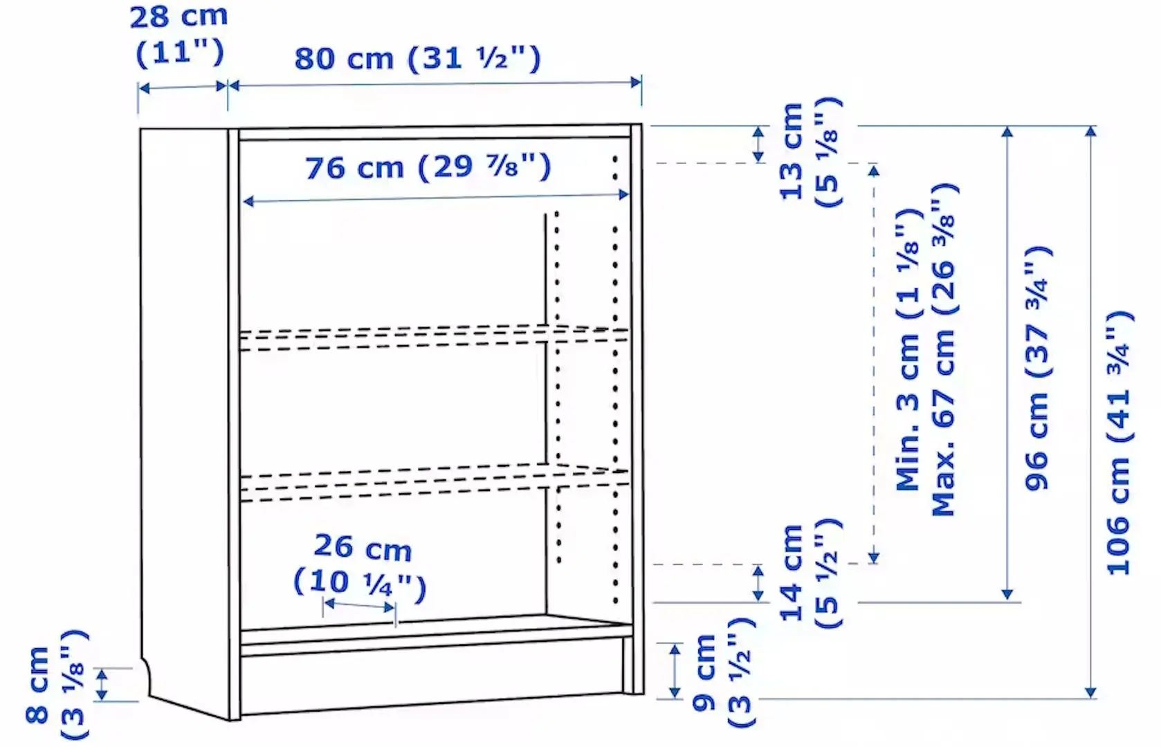 Etajera Ikea Billy 80x28x106 (Aspect Stejar)