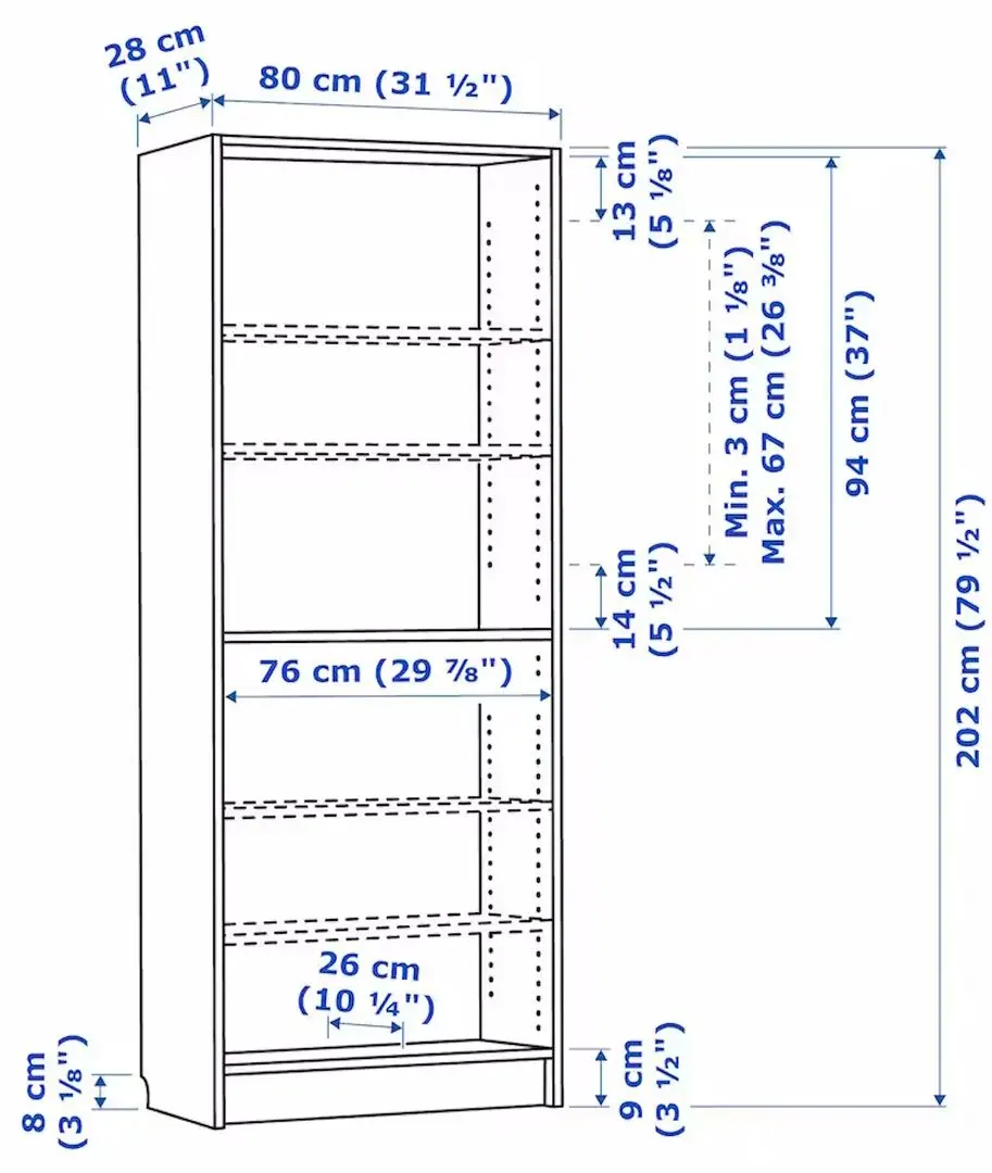 Стеллаж Ikea Billy 80x28x202 (Имитация Темно-Коричневого Дуба)