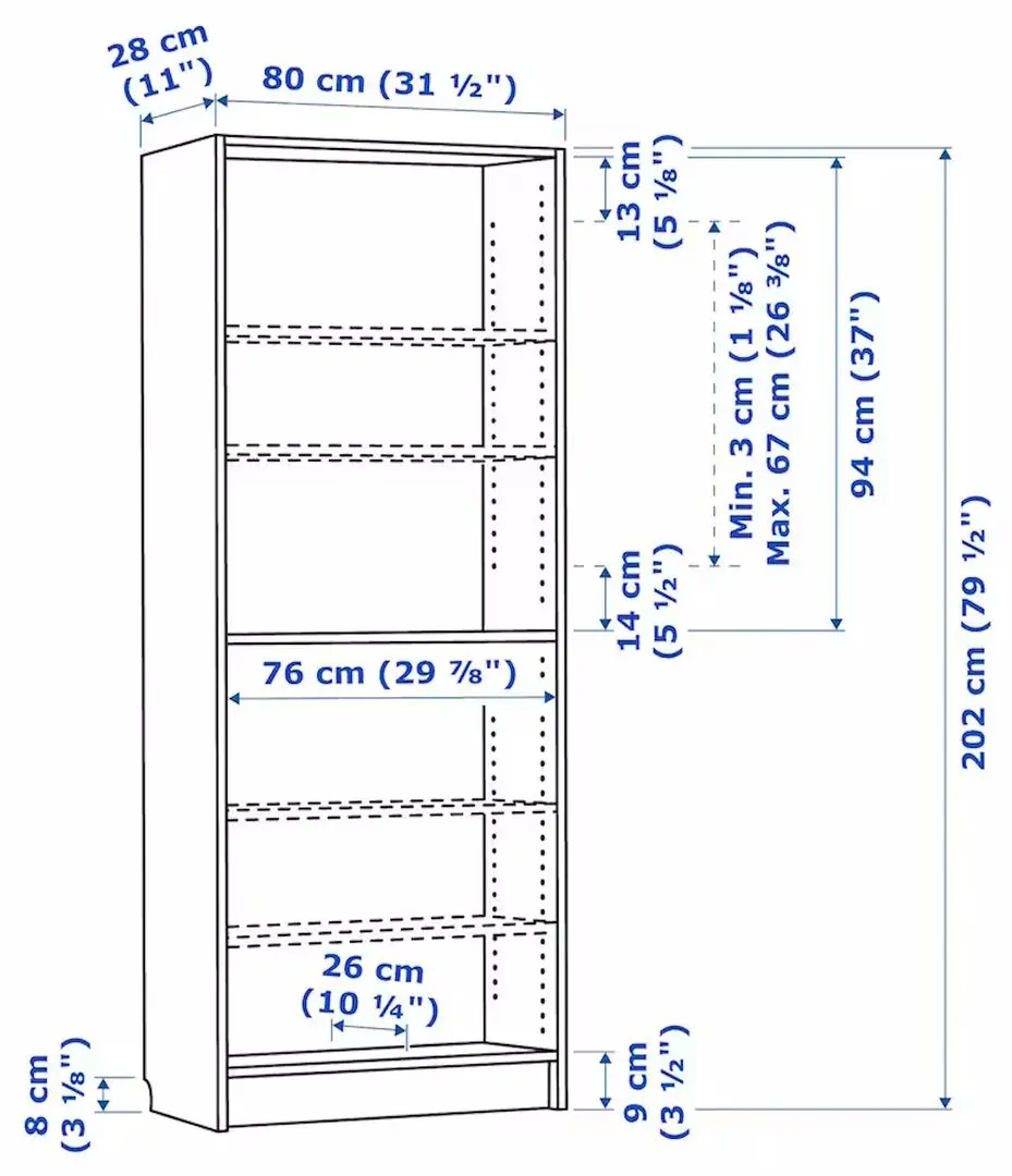 Etajera Ikea Billy 80x28x202 (Aspect Stejar)
