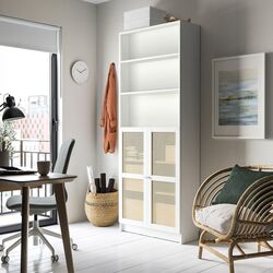 Etajeră Ikea Billy/Hogadal usi/rafturi deschise 80x30x202 (Alb)