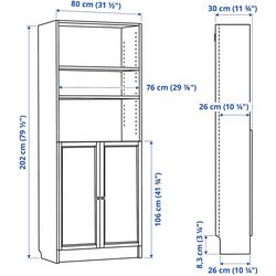 Etajeră Ikea Billy/Hogadal usi/rafturi deschise 80x30x202 (Alb) Thumb