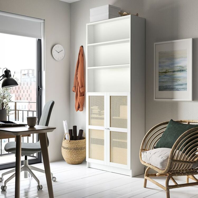IKEA BILLY / HÖGADAL Biblioteca cu usa, alb, 40x30x202 cm