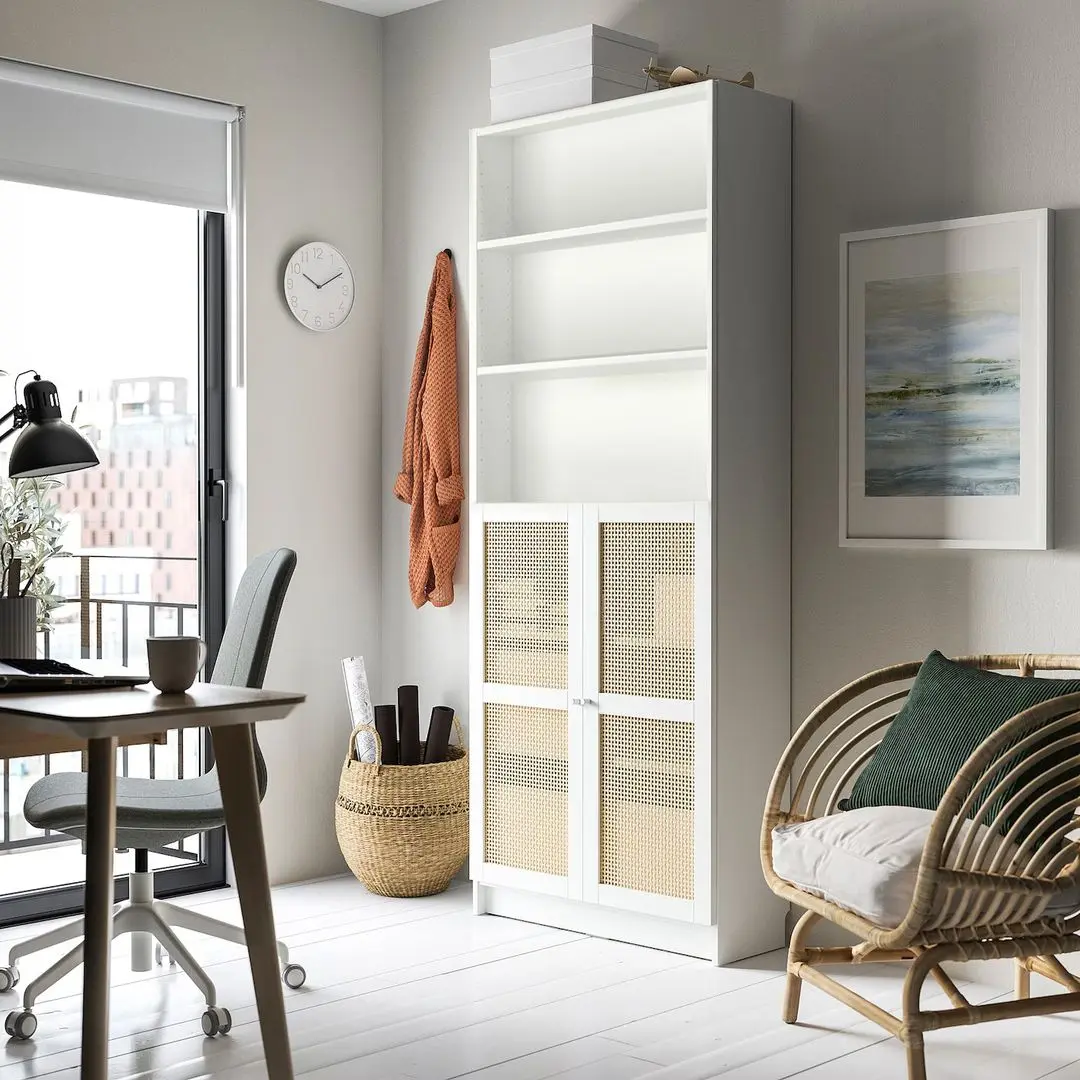 Etajeră Ikea Billy/Hogadal usi/rafturi deschise 80x30x202 (Alb)