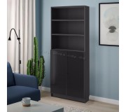 Стеллаж Ikea Billy/Hogbo стеклянные дверцы 80x30x202 (Имитация Черного Дуба)