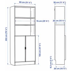 Etajera Ikea Billy/Hogbo cu usi sticla 80x30x202 (Negru Aspect Stejar) Thumb