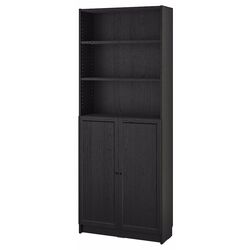 Etajera Ikea Billy/Oxberg cu usi 80x30x202 (Negru Aspect Stejar) Thumb