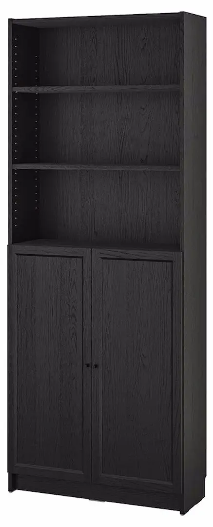 Etajera Ikea Billy/Oxberg cu usi 80x30x202 (Negru Aspect Stejar)