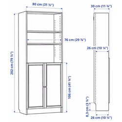 Etajera Ikea Billy/Oxberg cu usi 80x30x202 (Maro Inchis Aspect Stejar) Thumb