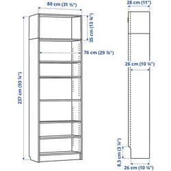 Etajeră Ikea Billy cu unitate extens superioara 80x28x237 (Maro inchis Aspect Stejar) Thumb
