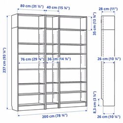Etajera Ikea Billy cu unitati suplimentare 200x28x237 (Negru Aspect Stejar) Thumb