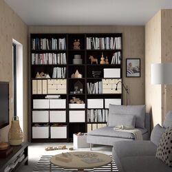 Стеллаж Ikea Billy с верхними полками 200x28x237 (Имитация Темно-коричневого Дуба)