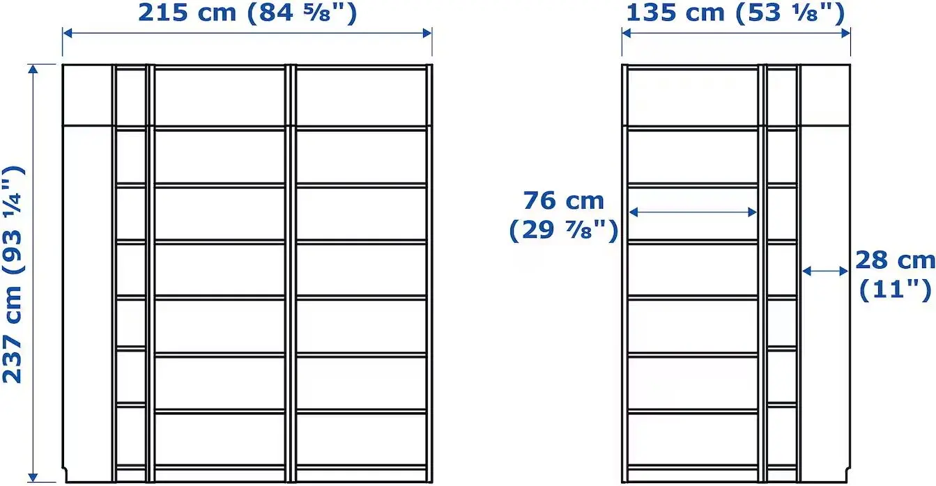 Стеллаж Ikea Billy угловой/верхние полки 215/135x28x237 (Имитация Тёмно-коричневого Дуба)