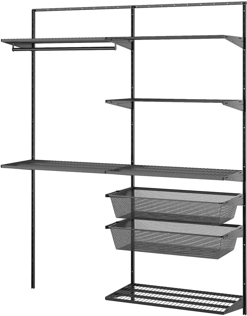 Стеллаж Ikea Boaxel 165x40x201 с корзинами (Антрацит)