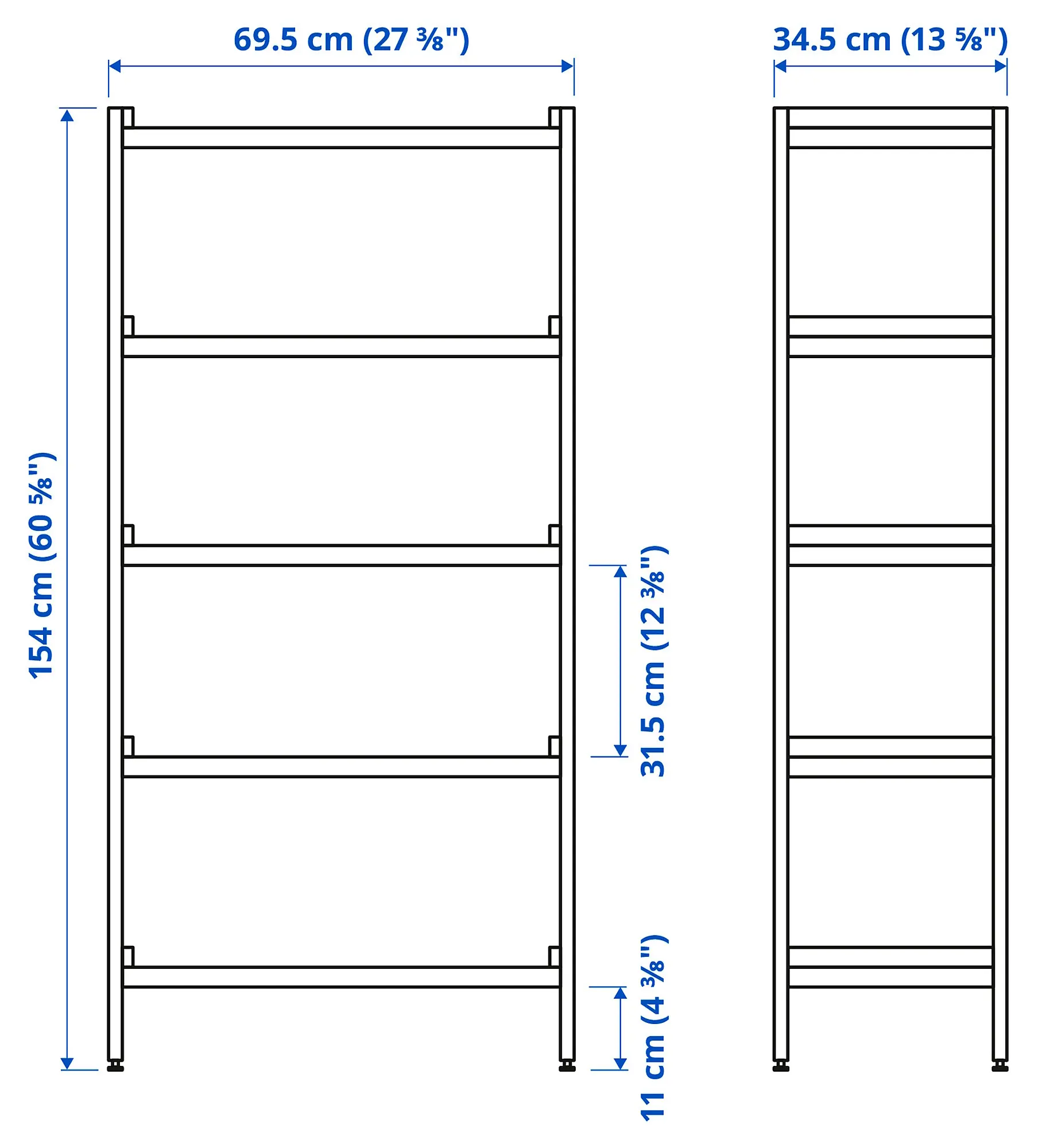 Стеллаж Ikea Ekenabben 70x34x154 (Тополь/Синий) - 3