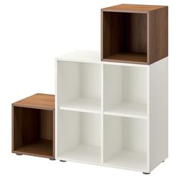 Etajera Ikea Eket cu picioare 105x35x107 (Alb/Aspect Nuc)