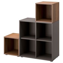 Etajera Ikea Eket cu picioare 105x35x107 (Gri Inchis/Nuc)