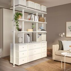 Etajera Ikea Elvarli 3 sectiuni 178x51x222-350 (Alb)