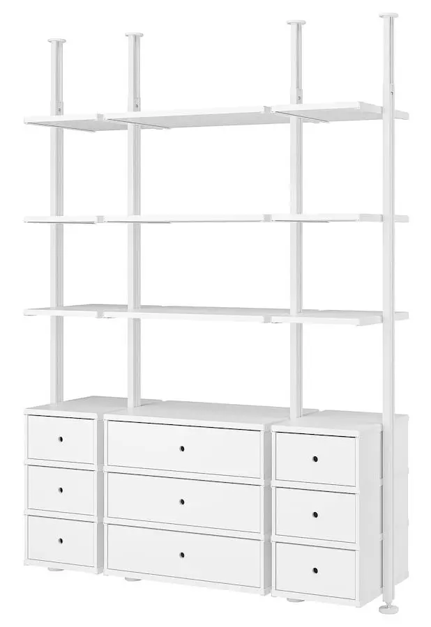 Etajera Ikea Elvarli 3 sectiuni 178x51x222-350 (Alb)