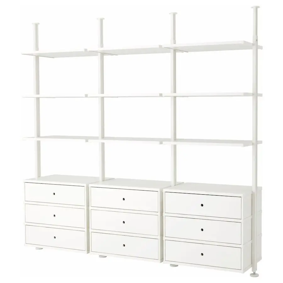 Etajera Ikea Elvarli 3 sectiuni 258x51x222-350 (Alb)