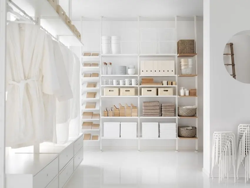 Etajera Ikea Elvarli 4 sectiuni 262x36x222-350 (Alb)