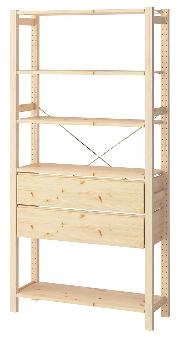 Etajera Ikea Ivar 5 polite/2 sertare 89x30x179 (Pin)