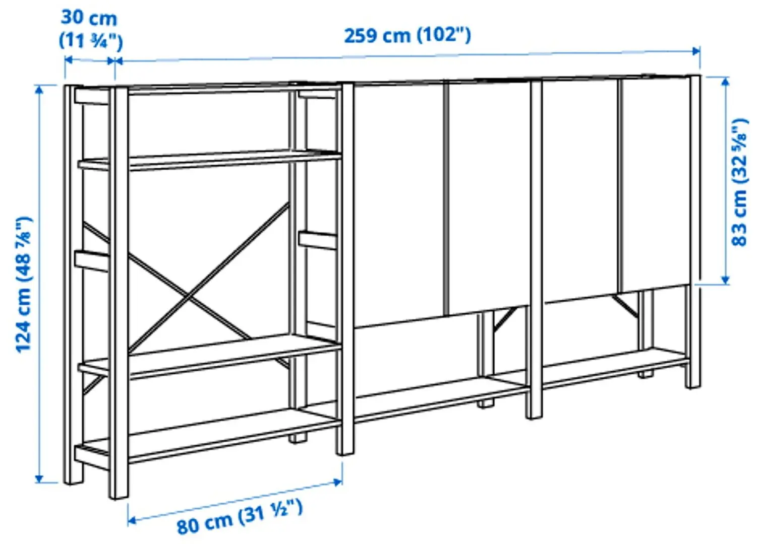 Etajera Ikea Ivar/Observator 259x30x124 (Pin)