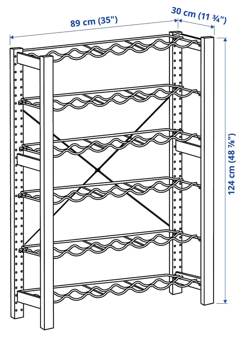 Стеллаж Ikea Ivar полки для бутылок 89x30x124 (Сосна/Серый) - 8