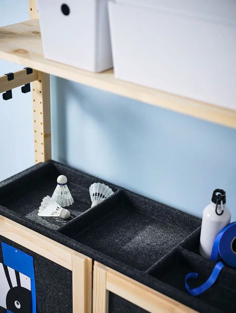 Etajera Ikea Ivar cu 2 usi/raft/fetru 89x30x179 (Pin/Grafit)