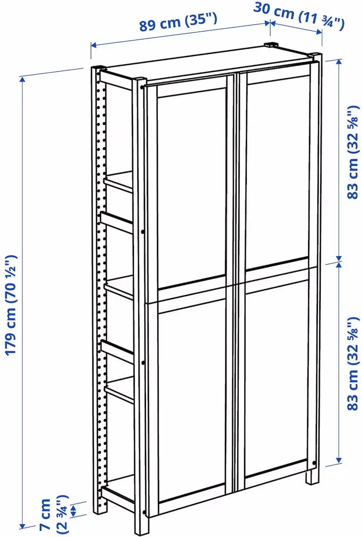 Etajera Ikea Ivar cu 4 usi/fetru 89x30x179 (Pin/Grafit)