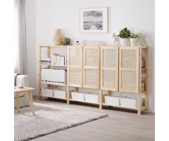 Стеллаж Ikea Ivar с дверцами 259x30x124 (Сосна)