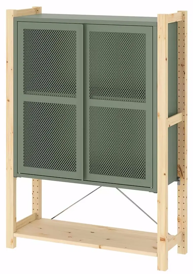Eajera Ikea Ivar cu usi/plasa 89x30x124 (Pin/Verde)