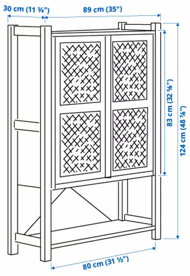 Eajera Ikea Ivar cu usi/plasa 89x30x124 (Pin/Verde)
