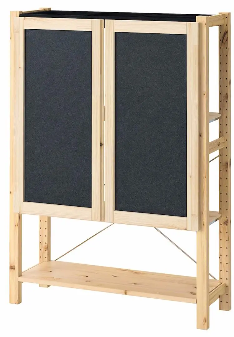 Etajera Ikea Ivar cu usi/fetru 2 89x30x124 (Pin/Grafit)