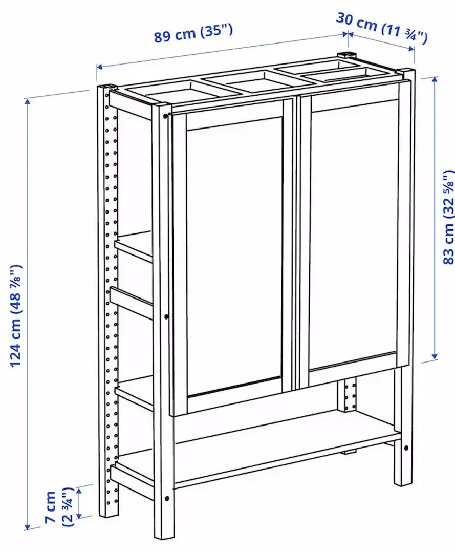Etajera Ikea Ivar cu usi/fetru 2 89x30x124 (Pin/Grafit)