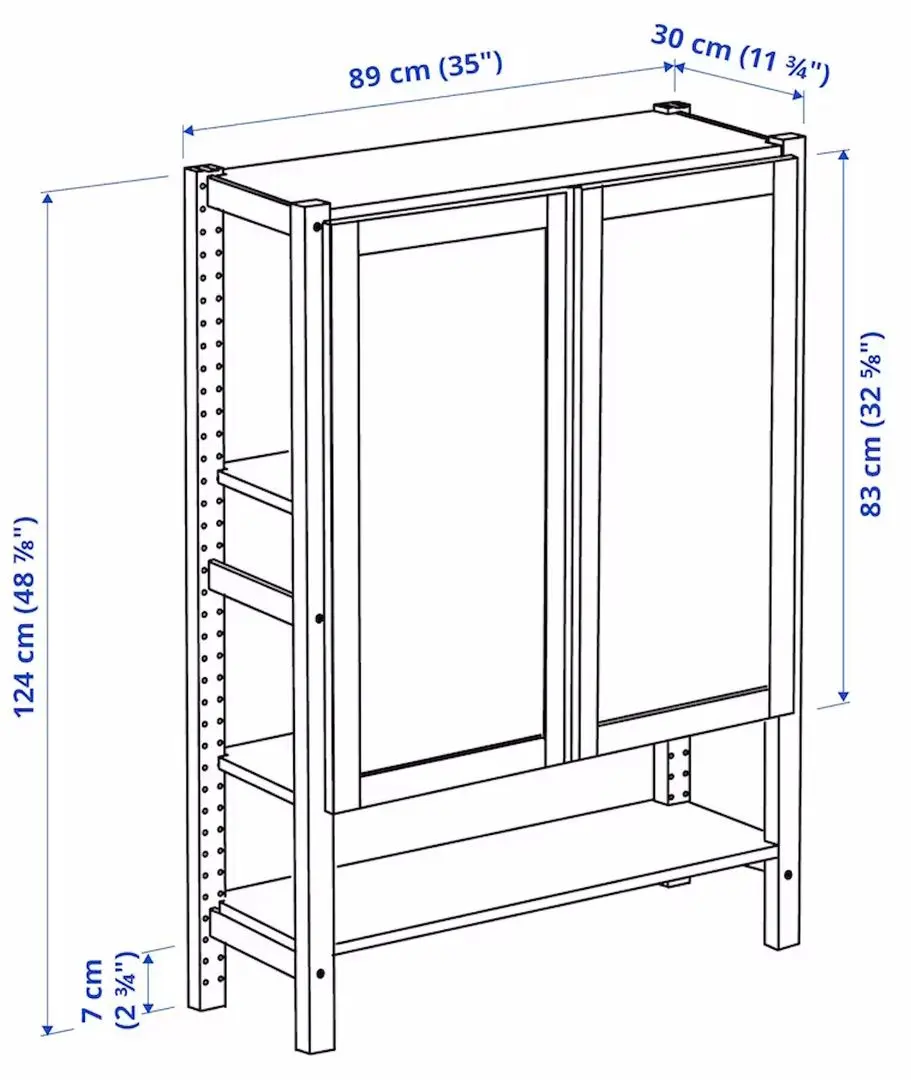 Etajera Ikea Ivar cu usi/fetru 89x30x124 (Pin/Grafit)
