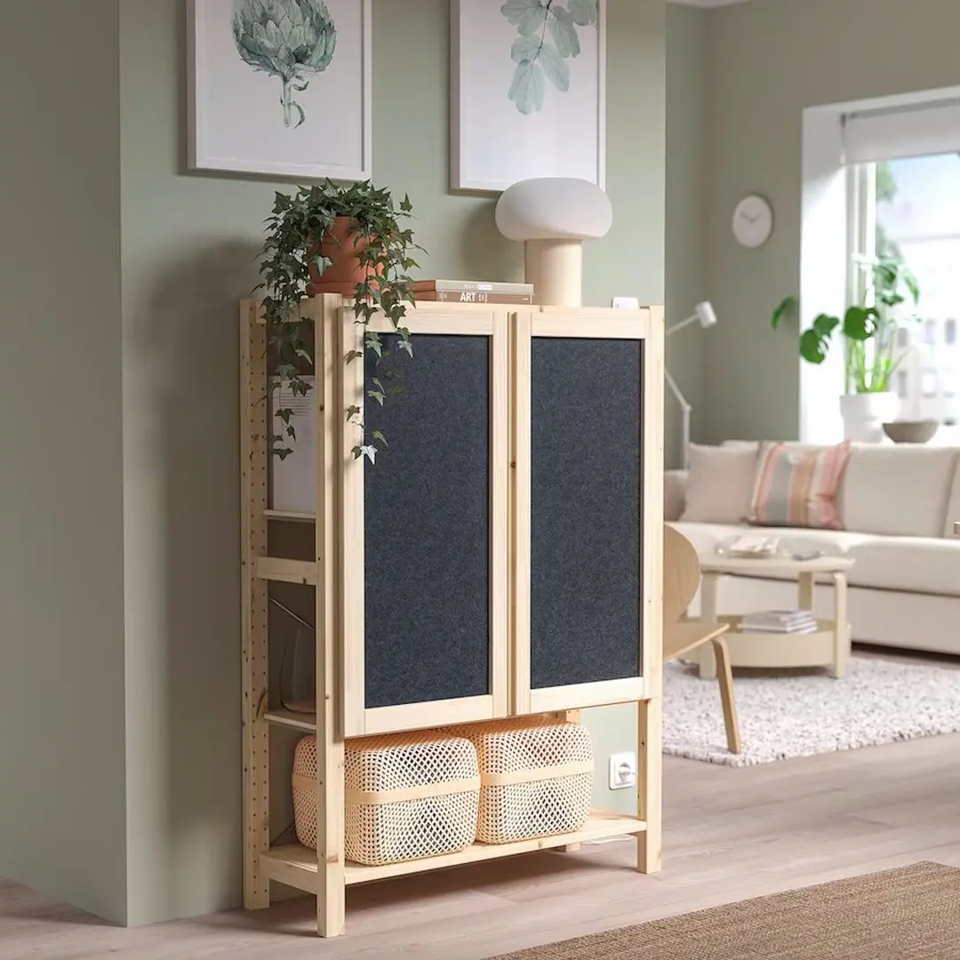 Etajera Ikea Ivar cu usi/fetru 89x30x124 (Pin/Grafit)