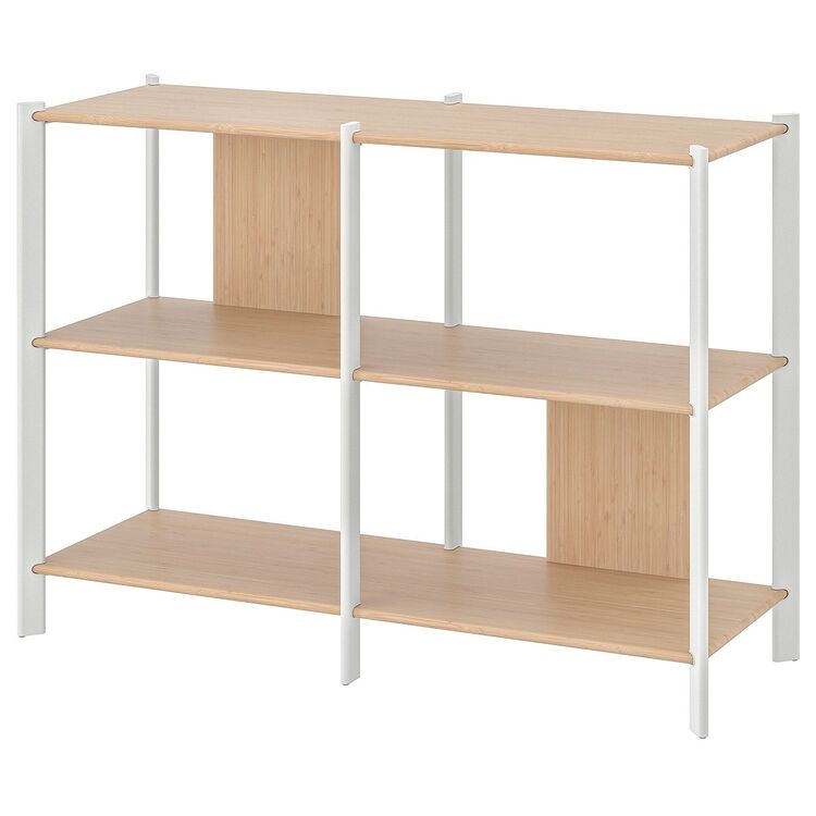 Etajera Ikea Jattesta 120x85 (Alb/Bambus Deschis)