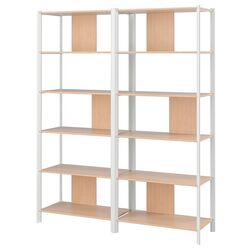 Стеллаж Ikea Jattesta 160x194 (Белый/Светлый Бамбук)