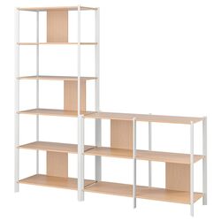 Стеллаж Ikea Jattesta 200x194 (Белый/Светлый Бамбук)