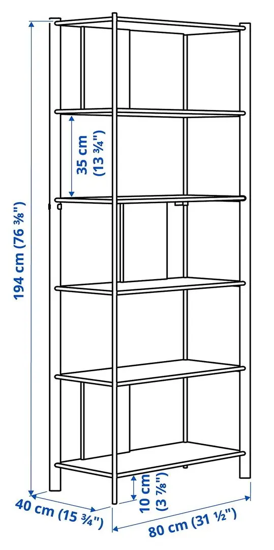 Etajera Ikea Jattesta 200x194 (Alb/Bambus Deschis)