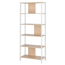 Стеллаж Ikea Jattesta 80x195 (Белый/Светлый Бамбук)