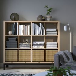 Etajera Ikea Kallax 147x129 (Aspect Stejar Antichizat/Negru) Thumb