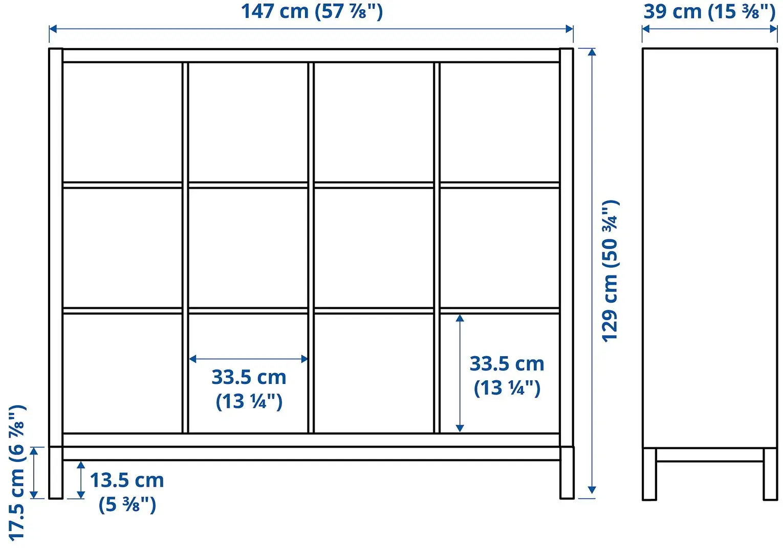 Etajera Ikea Kallax 147x129 (Aspect Stejar Antichizat/Negru)
