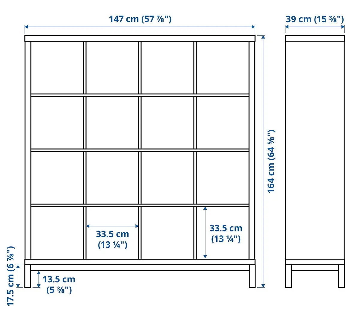 Etajera Ikea Kallax 147x164 (Aspect Stejar Antichizat/Negru)