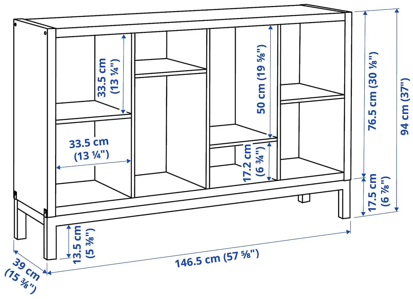 Etajera Ikea Kallax 147x39x94 (Verde inchis/Negru)